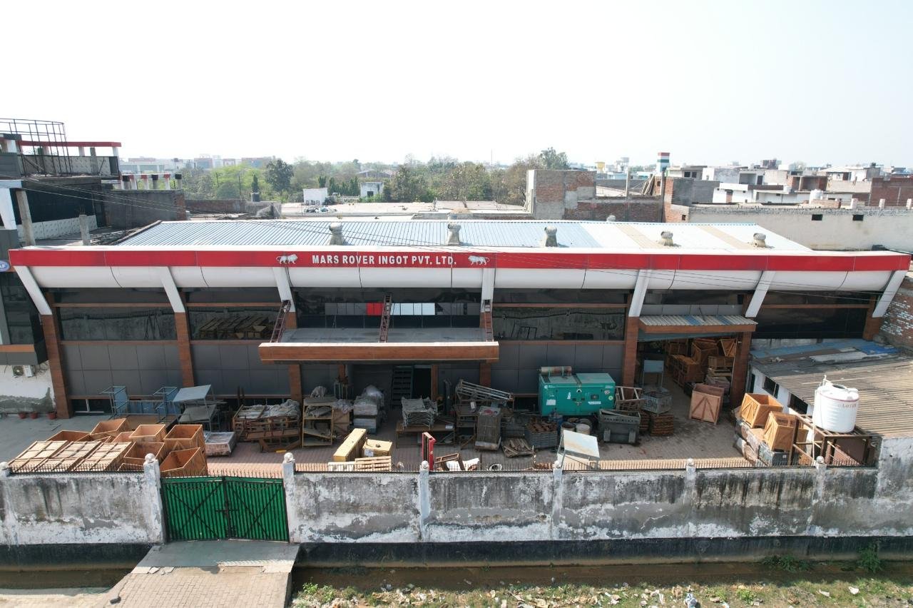 Front view of the Marsrover Ingot manufacturing facility at Gabhana, Aligarh